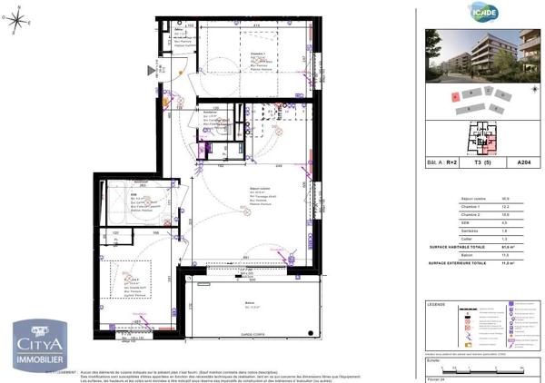 Appartement à louer 3 pièces 61.6m²