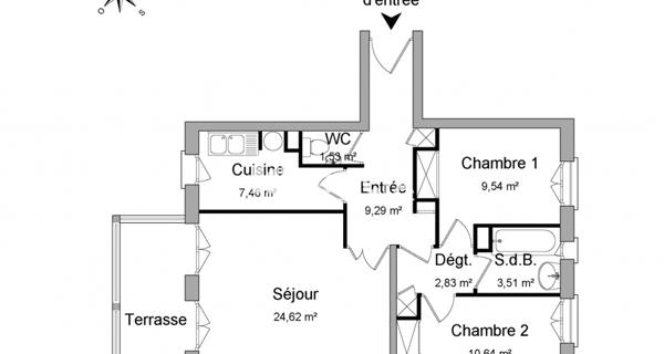 Location Appartement 3 pièces 69.42 m² - Le Plessis-robinson 92350