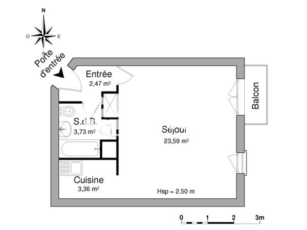 Location Studio 33.15 m² - 16 AVENUE BERTRAND BARERE Tarbes 65000