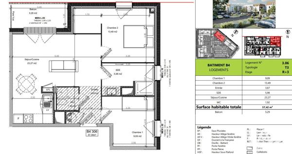 Appartement à vendre 3 pièces 57 m² Bretteville-sur-Odon