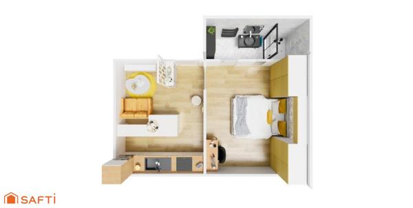 Appartement 2 pièces avec stationnement proche frontière !