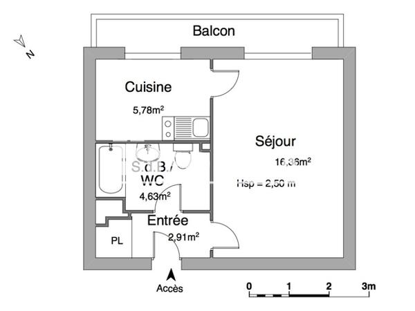Location Studio 29.68 m² - 22 RUE JULES FERRY Limoges 87000