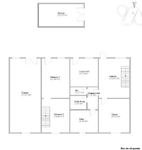 Ancien corps de feme mitoyen de 270m² de plancher et son terrain de 2190m²