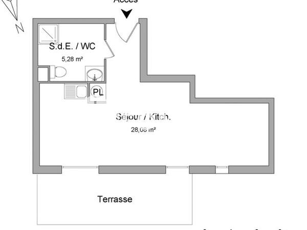 Location Studio 33.36 m² - 59 CHEMIN DU VALLON DE TOULOUSE Marseille 10 13010