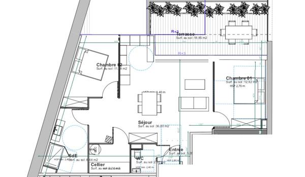 Plateaux Bordeaux centre: Ascenseur -Terrasse - Cave - Parking 