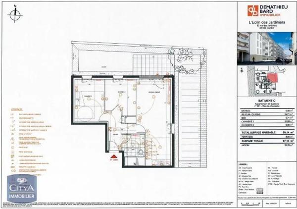 Appartement à louer 3 pièces 59.14m² Nancy (54000)