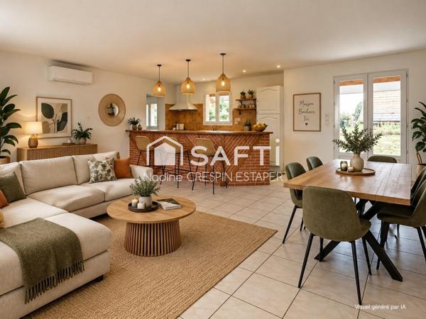 Villebrumier – Maison T4 de plain-pied d'environ  118 m² avec garage et terrain de 930 m²