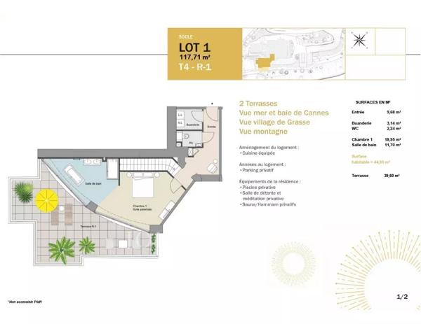 Appartement 4 pièces en duplex, vue mer