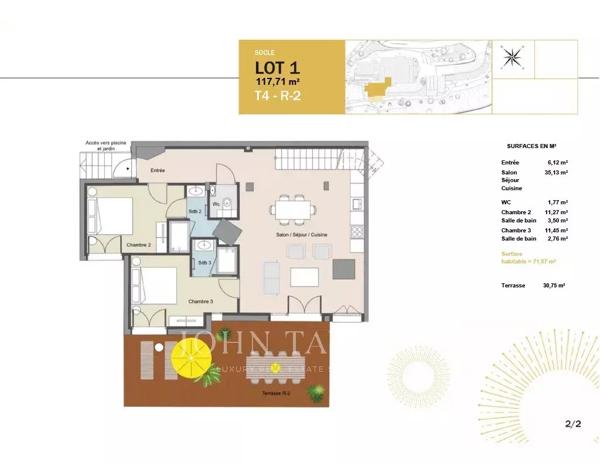 Appartement 4 pièces en duplex, vue mer