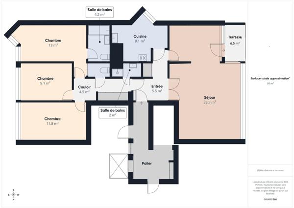 5 pièces lumineux à 400 m du métro ligne 7