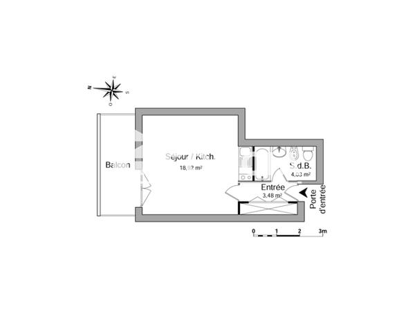 Location Studio 26.43 m² - 10 RUE CHARLES DE FOUCAULT Nimes 30900