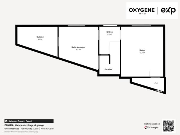 A VENDRE – MAISON 3 FACES AVEC GARAGE – POMAS (11) – 45 000 €