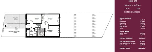 Maison Gap T4 79.32 m²