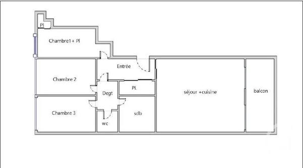 Appartement F4 à vendre  4 pièces - 77,14 m 2   PARIS  - 75019