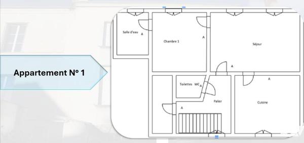 Immeuble centre ville  avec habitation principale et deux appartements.