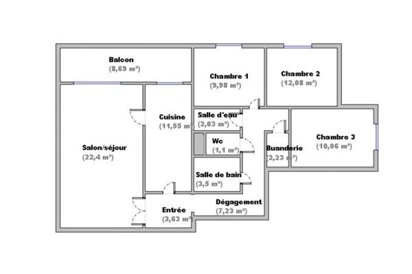 Appartement à vendre 4 pièces LYON 5EME ARRONDISSEMENT (69)