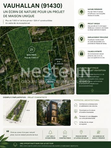 Terrain constructible Vauhallan 7 435 m² - 324 m² à bâtir + bois privé 7 000 m² - environnement naturel - sans vis-à-vis - Plateau de Saclay - Igny - Massy - Paris Sud