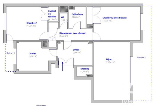 Appartement à vendre 3 pièces 80,12 m² Clamart