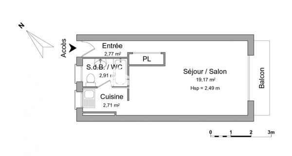 Location Studio 27.56 m² - Ermont 95120