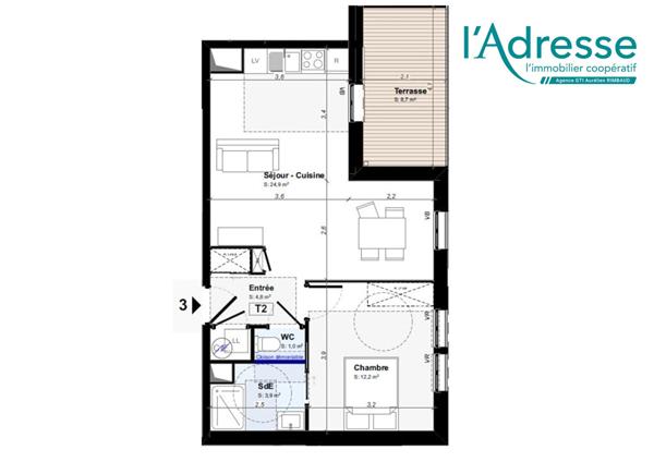 Appartement résidence l'EDEN - T2 + Terrasse