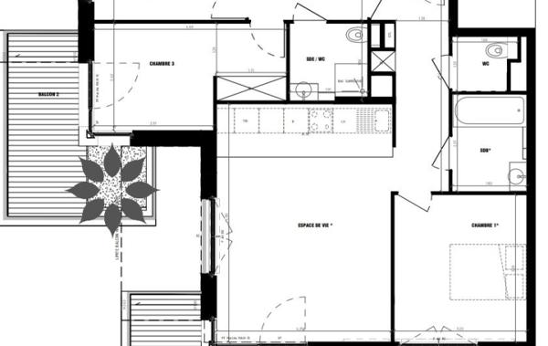 Vente Appartement P4 4P 80m2 - balcons 20m2 - 1 parking neuf Paris 13ème   