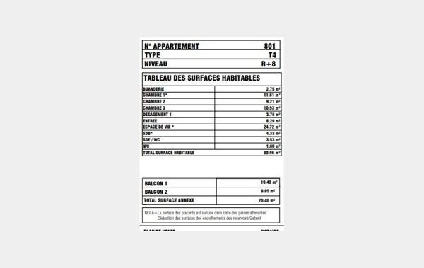 Vente Appartement P4 4P 80m2 - balcons 20m2 - 1 parking neuf Paris 13ème   