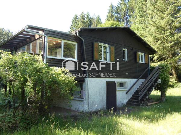 Chalet avec un grand terrain et un étang