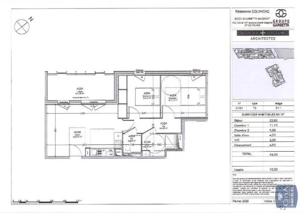 Appartement à louer 3 pièces 54.3m² Tours (37100)