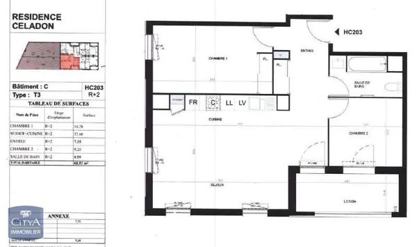 Appartement à louer 3 pièces 68.92m² Toulouse (31100)