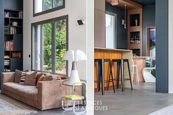 Maison transformée esprit loft avec terrasse et jardin