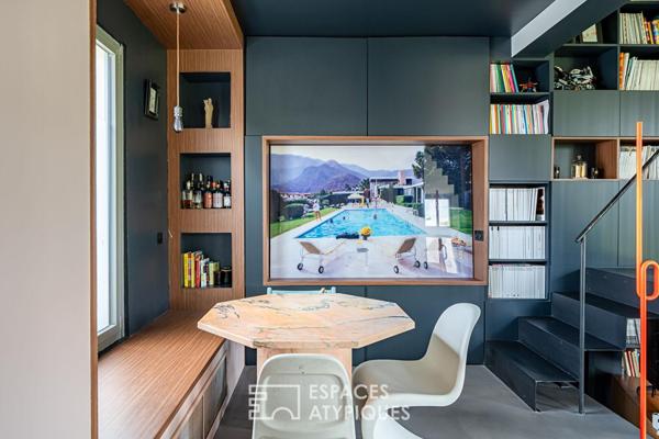 Maison transformée esprit loft avec terrasse et jardin