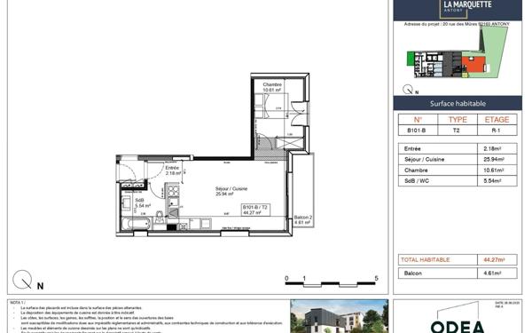 Appartement à vendre    2 pièces • 44,27 m2 Antony