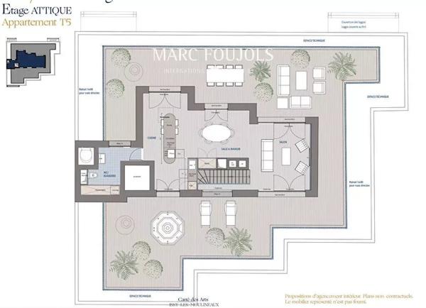 Penthouse 3 chambres 153m2 de terrasses et parkings