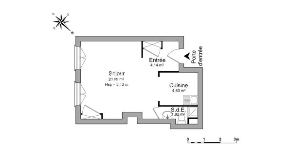 Location Studio 31.58 m² - Lyon 69002