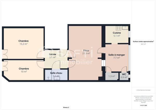 T3 de 71 m²  – Bordeaux Saint-Augustin – Dernier étage