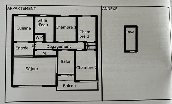Appartement Angers 5 pièce(s) 80 m2 avec parking et balcon