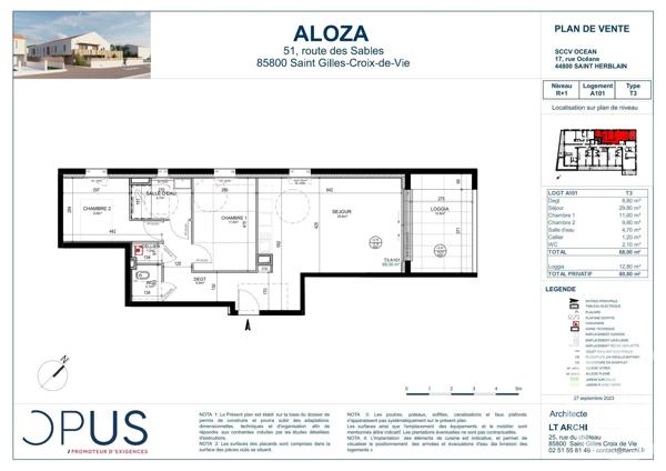Appartement F3 à vendre  3 pièces - 68 m 2   ST GILLES CROIX DE VIE  - 85