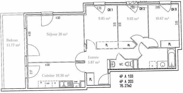 Appartement · Location Dijon (21000) 4 pièces · 76m²