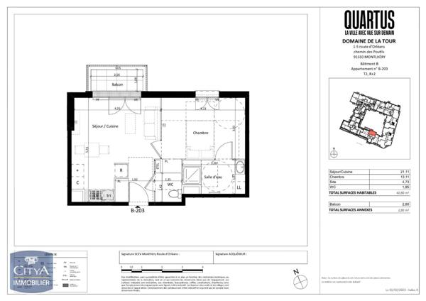 Appartement à louer 2 pièces 40.8m²