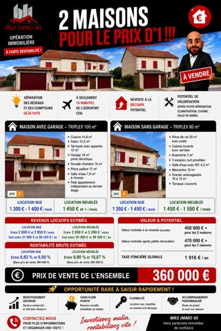 Immeuble de 2 maisons de ville à VÉMARS