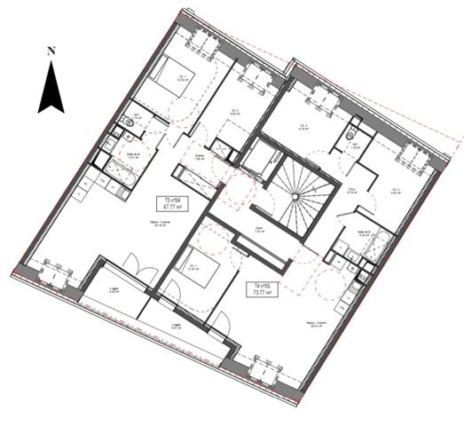 appartement T 3 neuf à vendre ROUEN Jardin des Plantes, surface hab 67.60 m2 +terrasse 4.4 m2 + park ext.