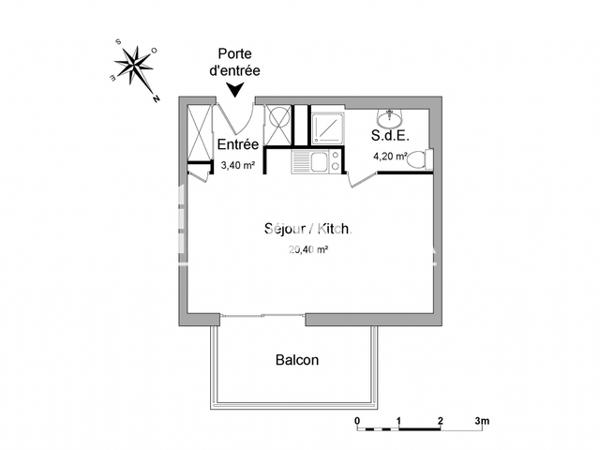 Location Studio meublé 28 m² - 2 ALLEE DU SIROCCO Sene 56860