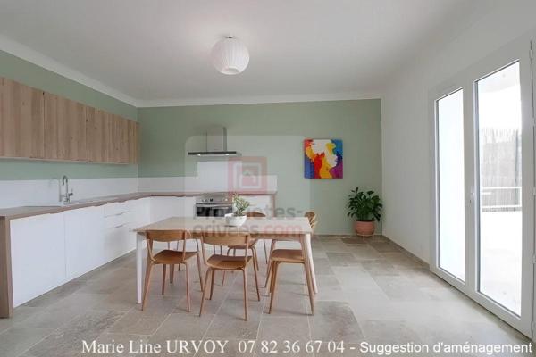 Graveson 13690 - Maison rénovée 151 m² - 4 chambres - bureau - terrasse - cours et parking