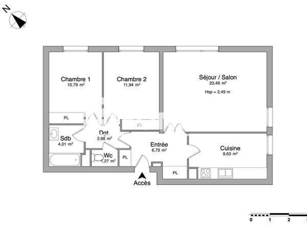 Location Appartement 3 pièces 71.59 m² - 3-5 RUE GASTON MARCHOU Bordeaux 33000