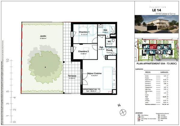 appartement à vendre 4 pièces SALAISE SUR SANNE (38)
