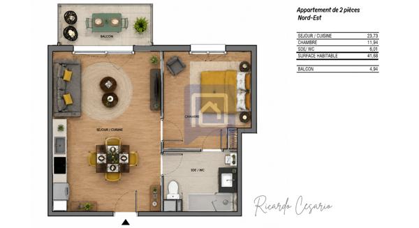 APPARTEMENT T2 AVEC BALCON ET DOUBLE STATIONNEMENT - QUIMPER