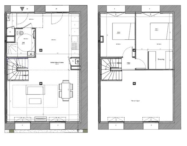 Appartement/maison de ville T3 duplex neuf réhabilité ROUEN (76), 80.35 m2 + jardin 49.45 m2.