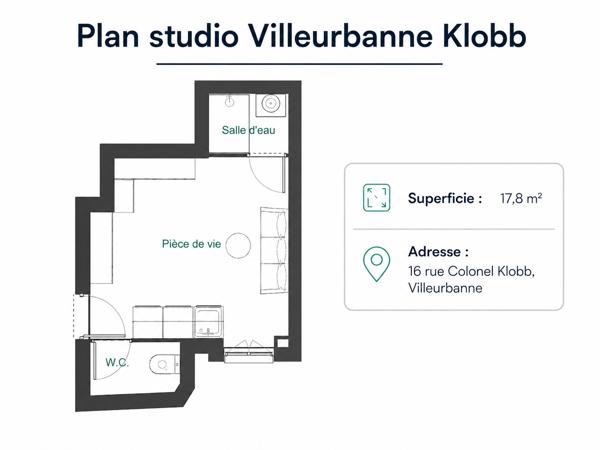 Studio à vendre 18 m² Villeurbanne