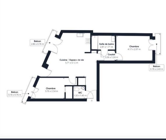 PUTEAUX Centre / 3 pièces de 61 m²