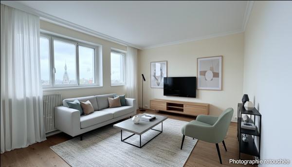 Tourcoing – Centre | 100 m² | 2 chambres | Loggia ~10 m² | Cave ~8 m²